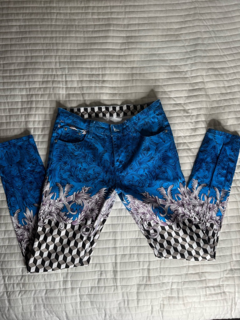 Festival Blue Floral & Geometric Skinny Jeans